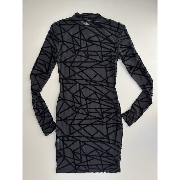 Women’s Sheer Velvet Burnout Bodycon Dress Size Small Black Y2K 90s EDM Rave - Picture 6 of 14